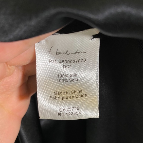 T.BABATON High Low Silk Dress, V Neck, Asymmetrical - Picture 6 of 8